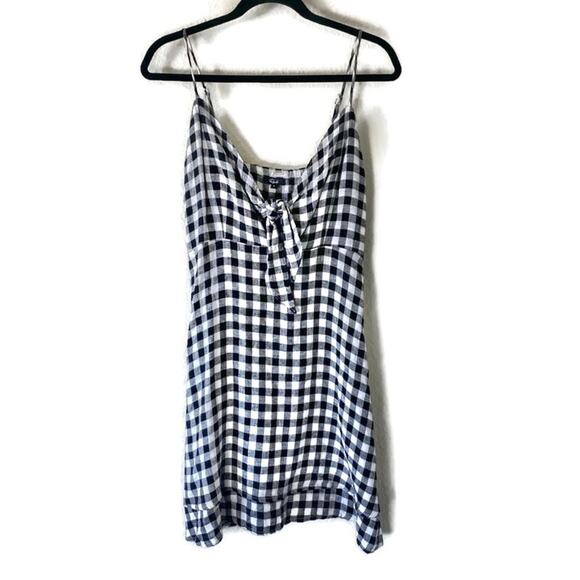 Rails Black & White Gingham Plaid Front Tie Cutout Sleeveless Mini Dress Small - Picture 2 of 10
